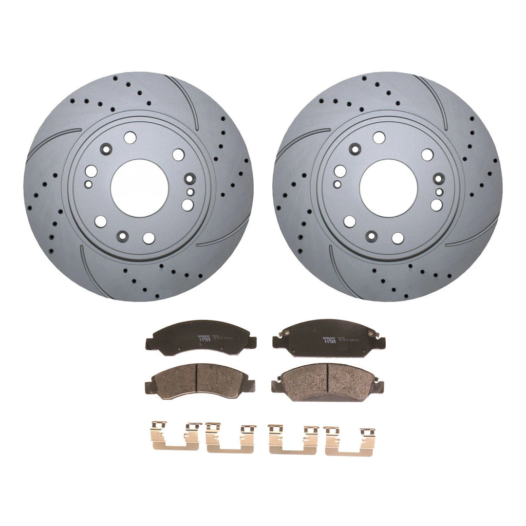 Front Brake Kit 330mm Drilled Disc Rotors & TRW Metallic Pads for Chevy Tahoe GMC Yukon