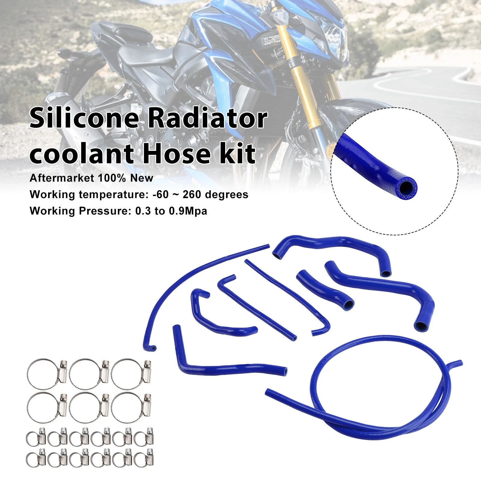 Silicone Radiator Coolant Hose Kit for Suzuki GSX-S750/Z (2017–2025) Blue