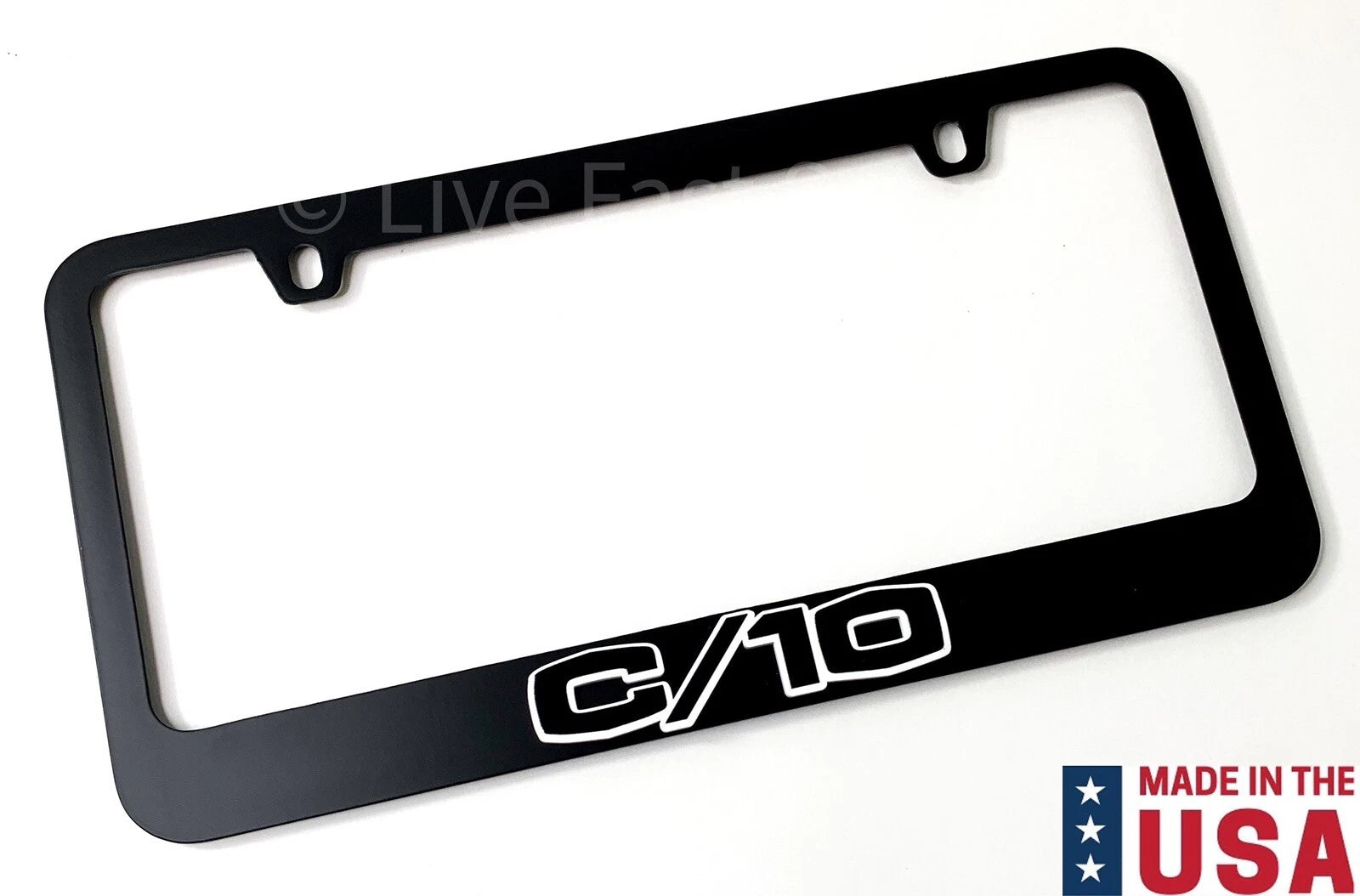 Matte Black License Plate Frame Premium with White Outline for Chevy C10 (1960–1966)