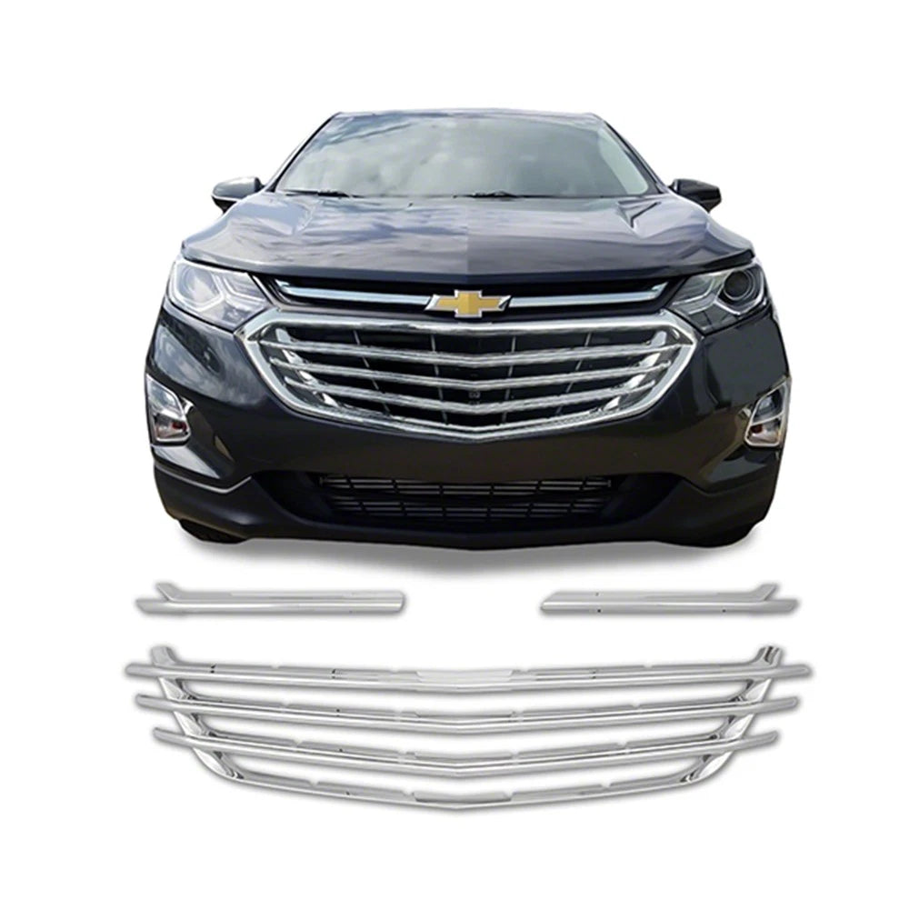3pc Mesh Grille Overlay Replacement for 2018–2021 Chevy Equinox Chrome