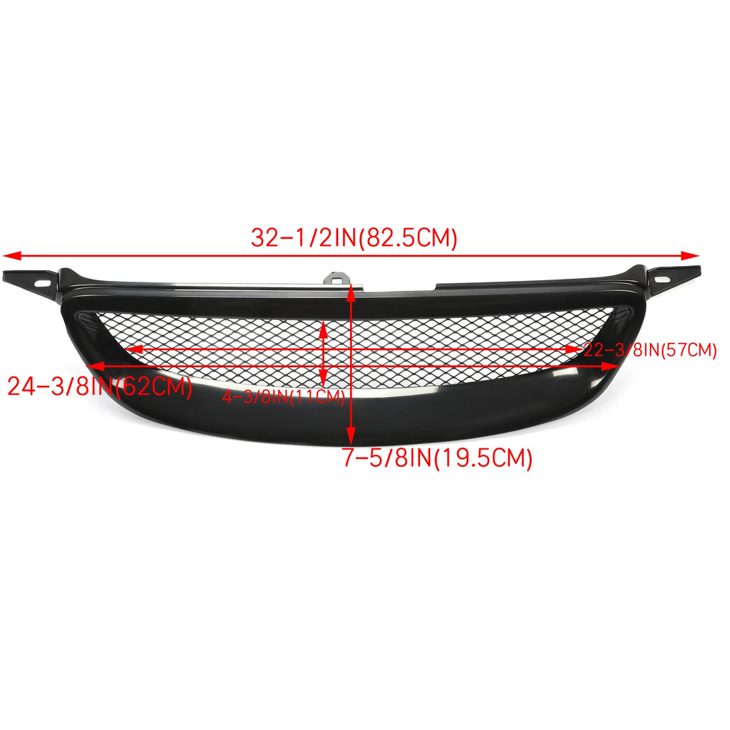 Mesh Front Grille for Toyota Corolla (2003-2007) Glossy Black Metal