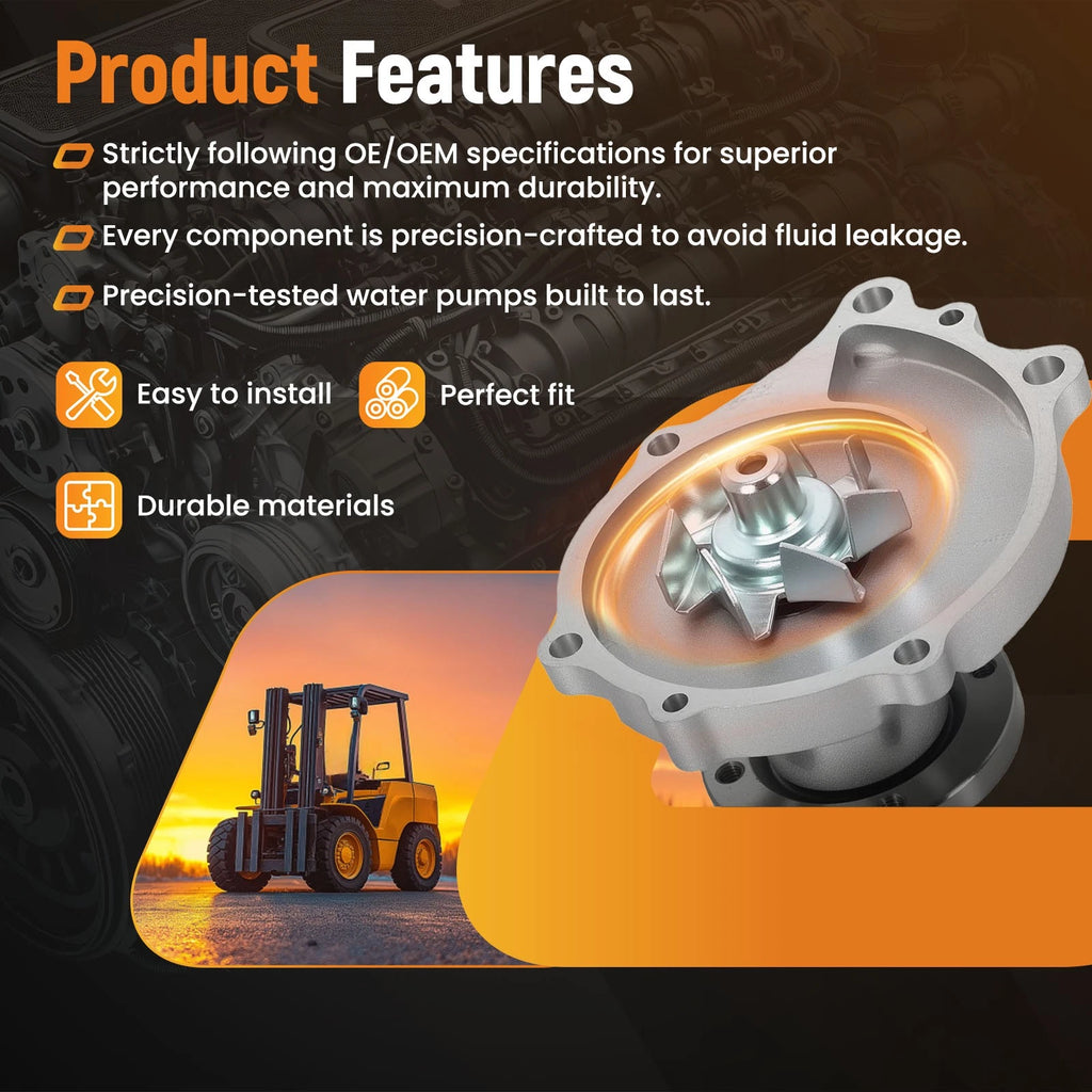 Coolant Water Pump for Caterpillar K21 K25 Forklift