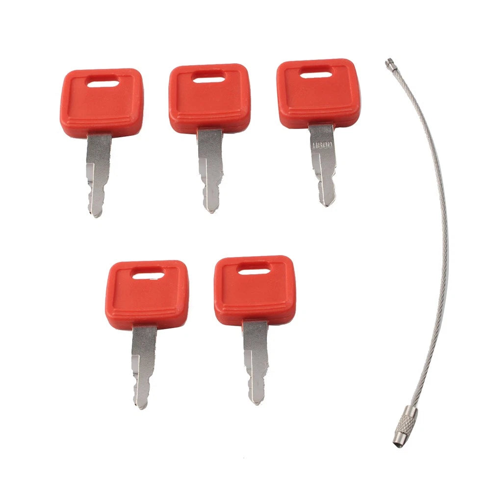 5X Ignition Keys w/Key Ring for John Deere Excavator (#AT194969 #AT147803 #H800)