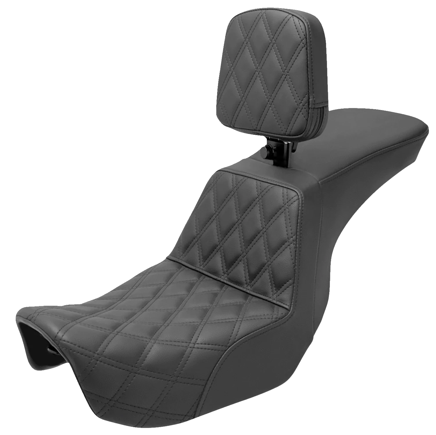 SADDLEMEN Tour Step-Up Seat for Harley Dyna (Rider Backrest, Lattice Stitch)
