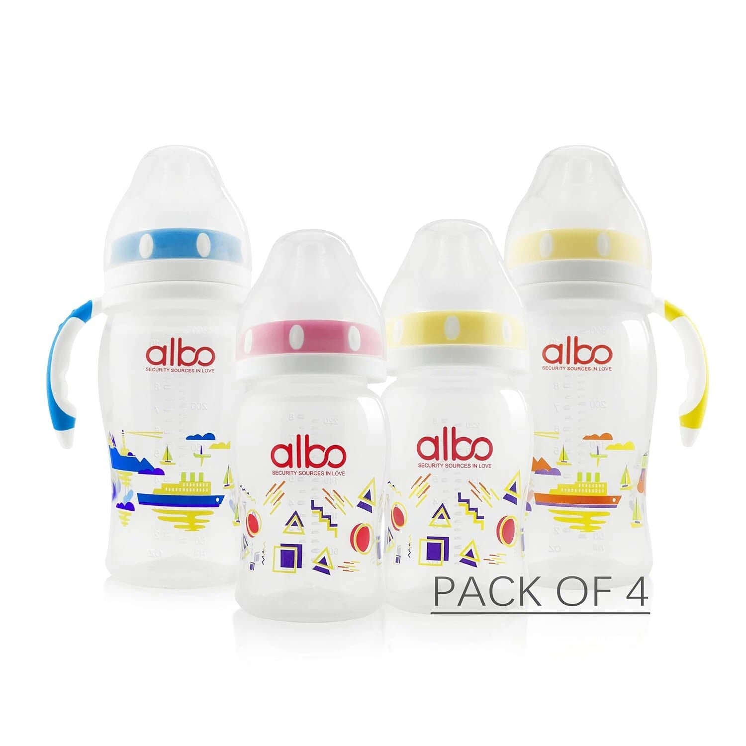 Set of 2 Albo ARC Anti-Colic Baby Bottles 8oz & 10oz with Handle