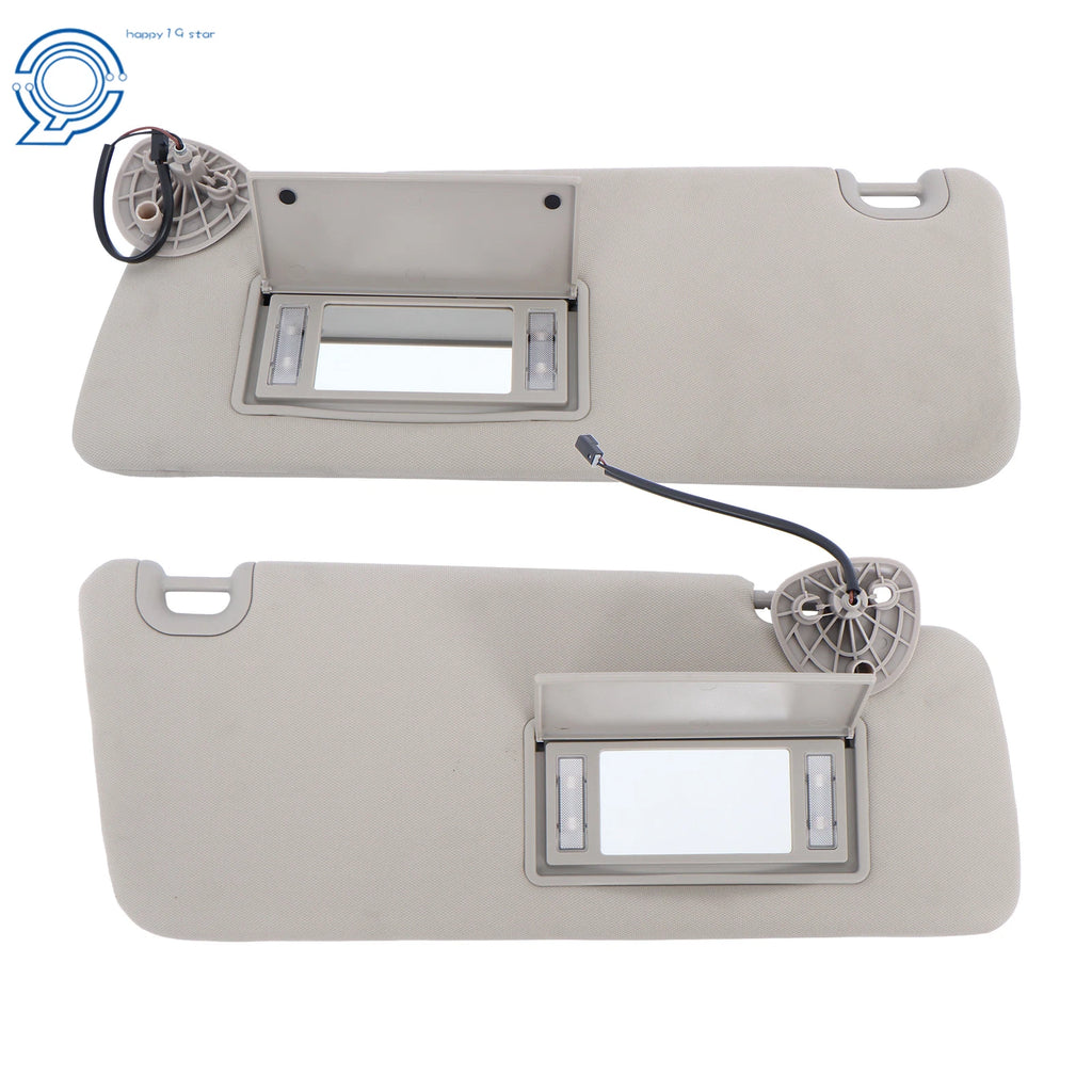 Set of 2 Sun Visors for Ram 1500 2013–2021, 2500 3500 Gray with Lights