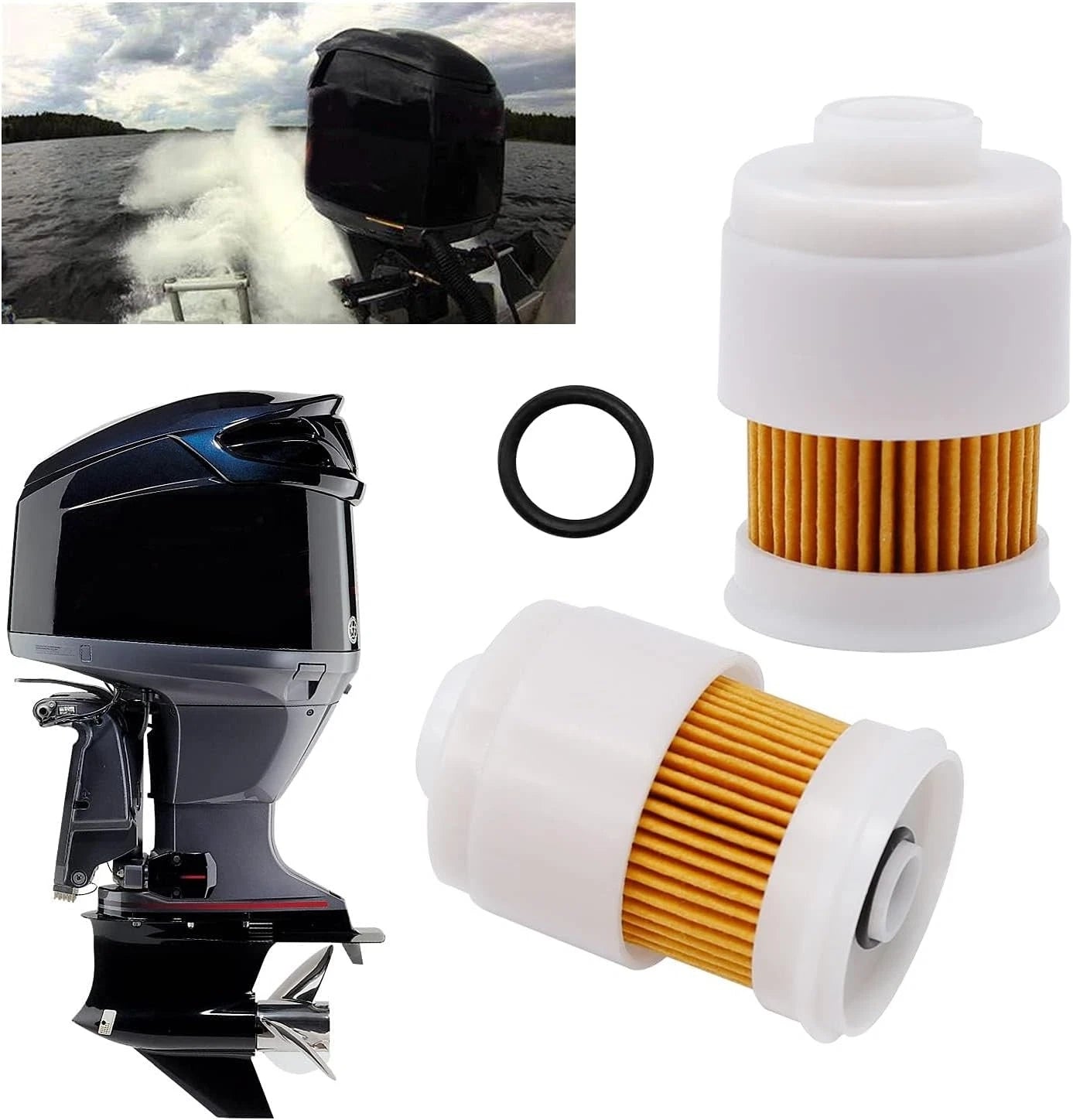 Set of 2 Fuel Filter Elements for Yamaha (150-250 Hp) 68F-24563-00-00 18-79980