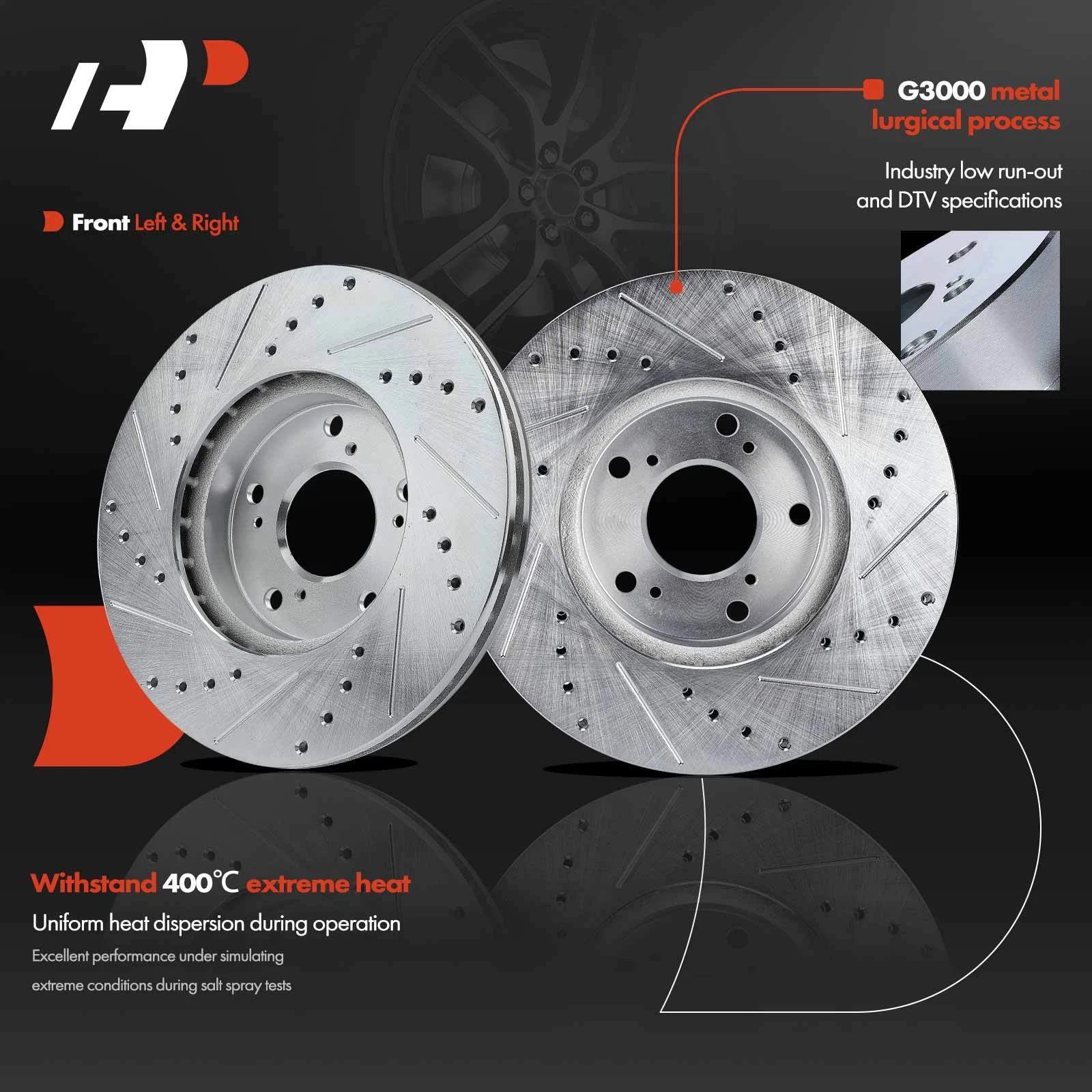 Front Drilled Brake Rotors & Ceramic Pads for Honda Accord (1998–2002)