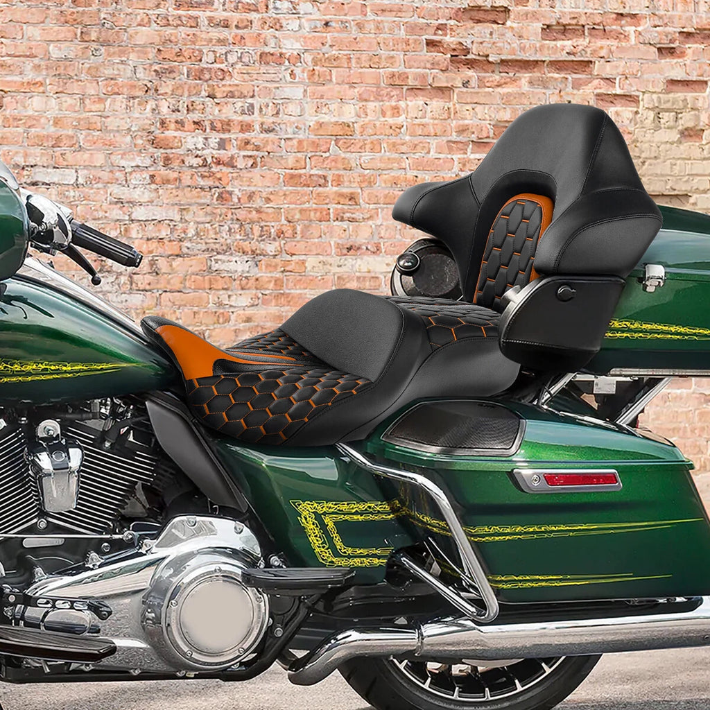 Driver Passenger Seat Backrest Pad for Harley Road Street Glide (2014–2023)