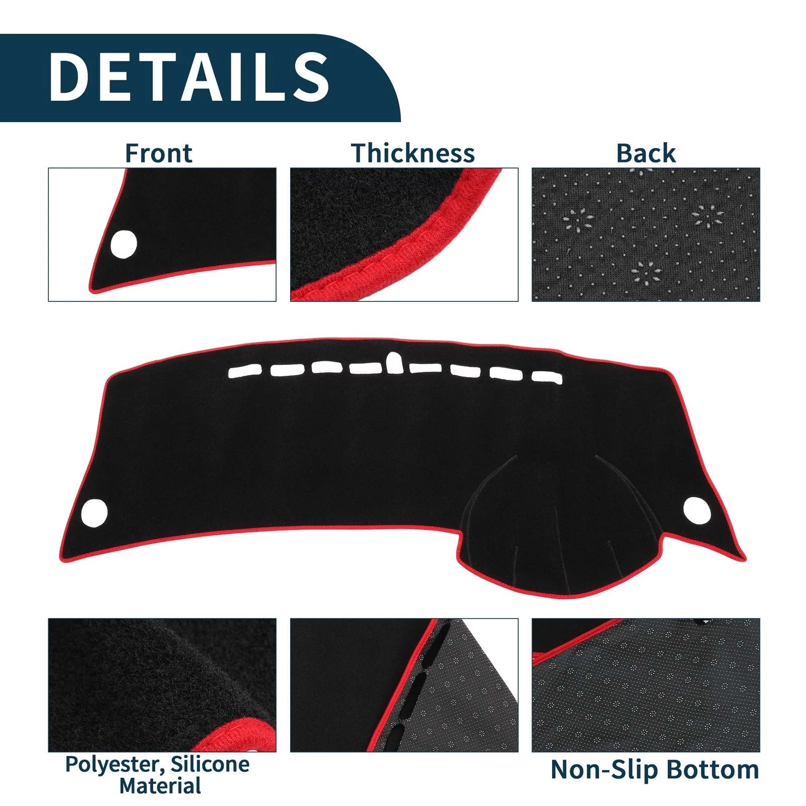 Dashboard Cover Mat for Honda City Grace (2008–2013) Black Red