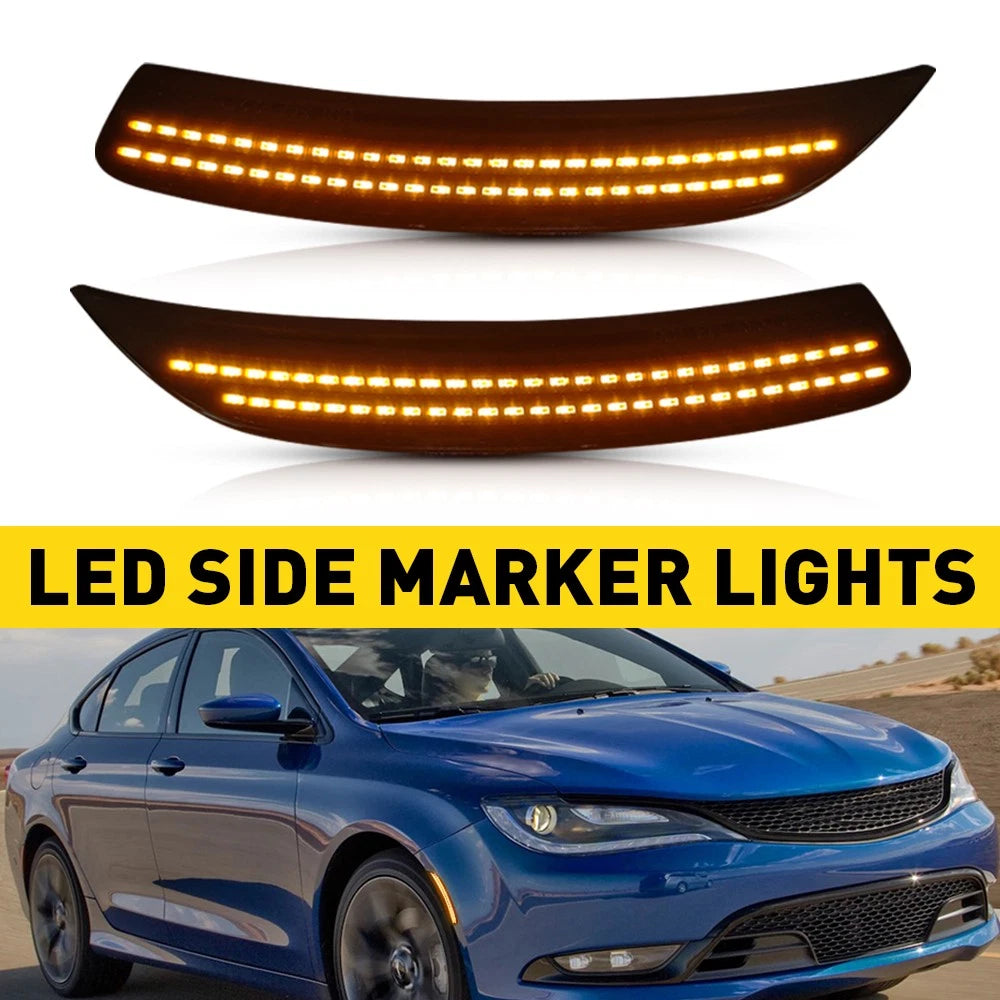 2X Front Amber Smoked LED Side Marker Lamp for Chrysler 200 (2015–2017)
