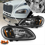 Set of 2 Black Housing Amber Side Headlights for Freightliner M2 106 112 (2003–2019)