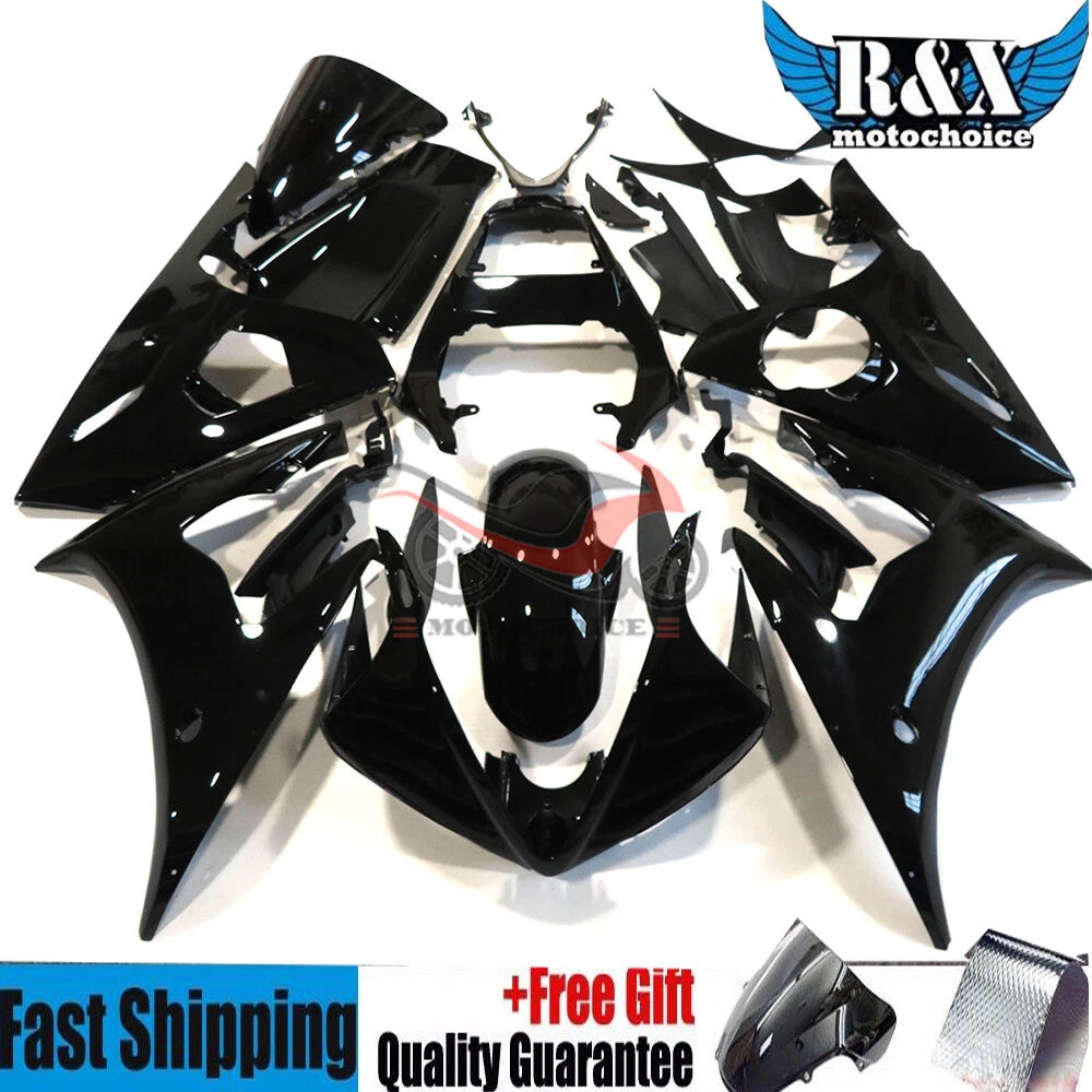 Fairing Kit for Yamaha YZF R6 R6S (2003–2009) Glossy Black ABS Bodywork