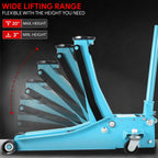 3-Ton Hydraulic Floor Jack for Sky Blue Black (6000 lbs Capacity)
