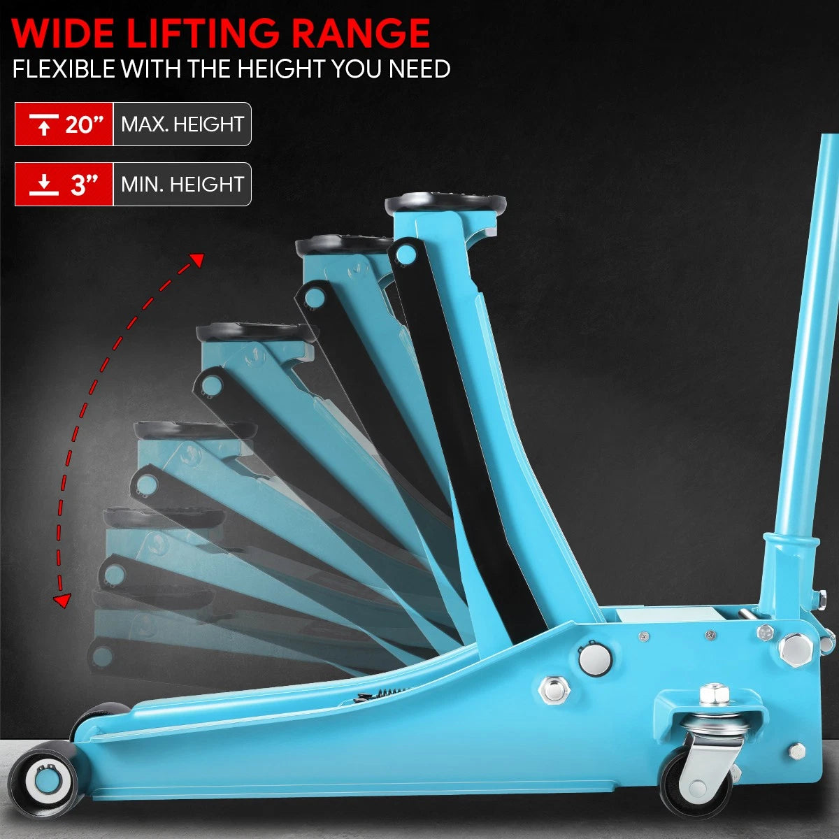 3-Ton Hydraulic Floor Jack for Sky Blue Black (6000 lbs Capacity)