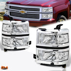 Headlight Replacement for Chevy Silverado (2014–2015) Chrome Housing Clear Corner