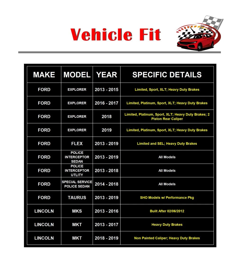 Slotted Rotors Brake Pads Kit for Ford Explorer Flex Lincoln MKS MKT (2009-2019)