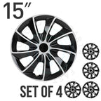 Set of 4 Black Universal Hub Caps for R15 Tire & Steel Rim