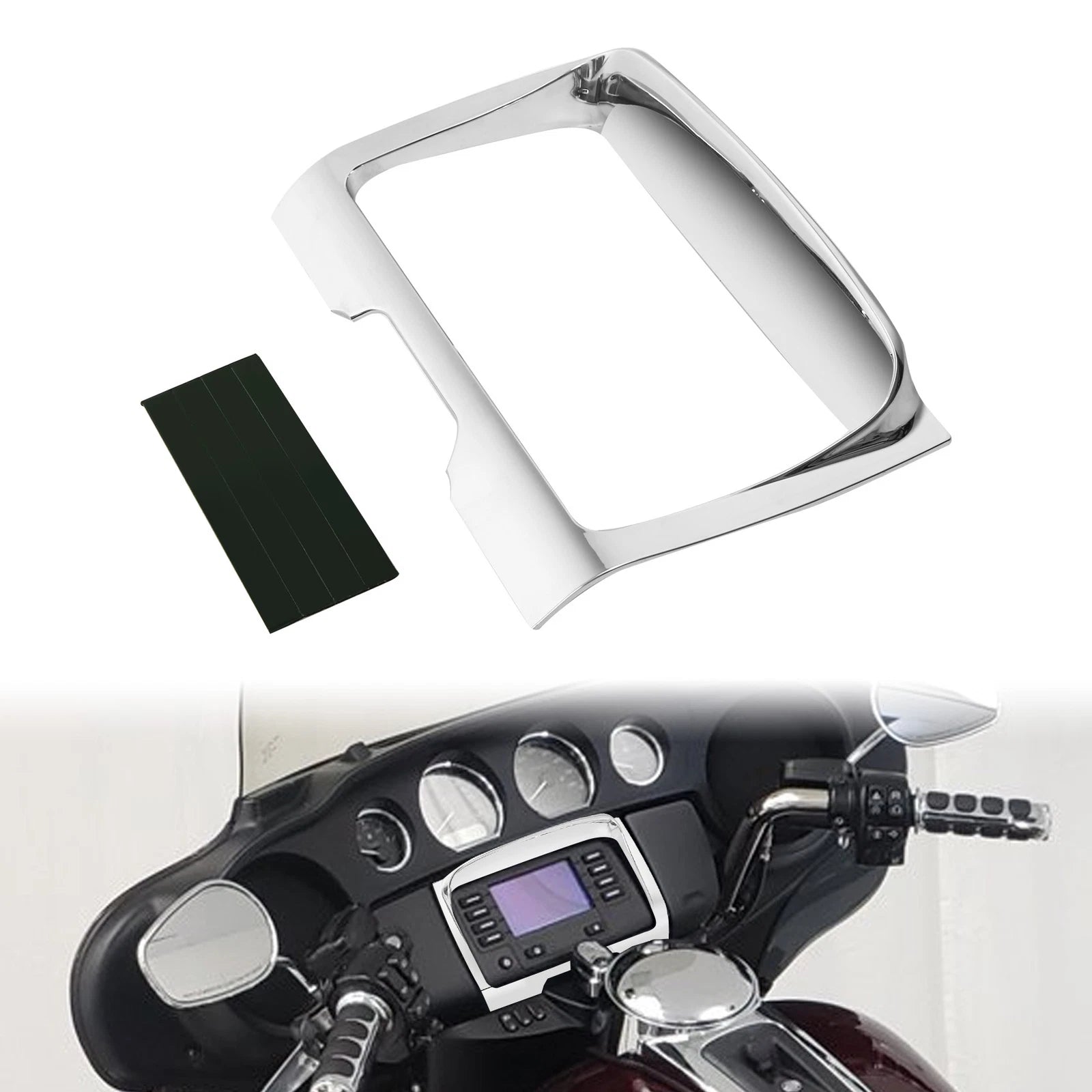 Chrome Deluxe Tri Line Stereo Trim Cover for Harley Touring FLH/T (2014–2024)