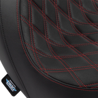 Predator Seat for Harley-Davidson (2000–2023) - Double Diamond, Red Stitching
