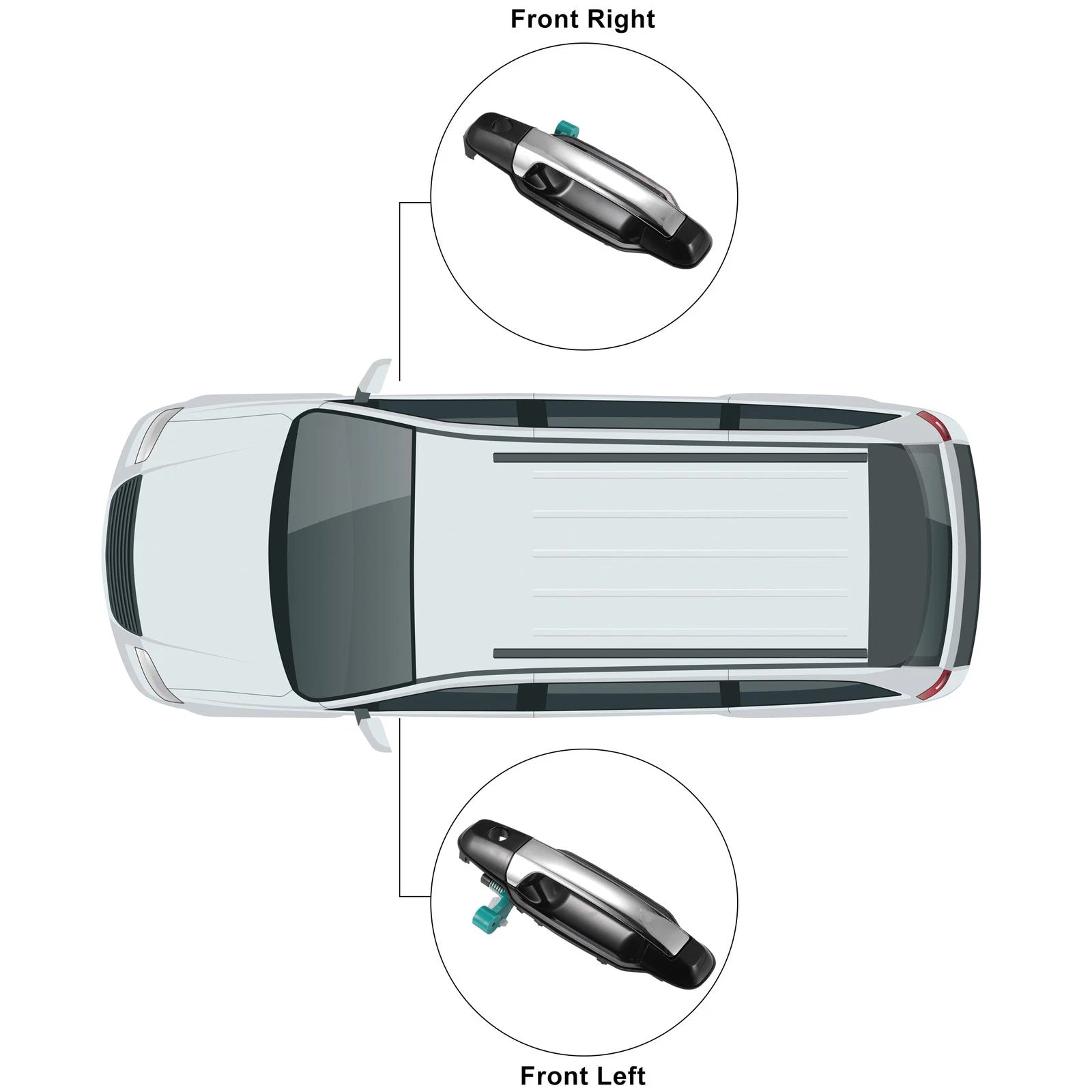Set of 2 Outside Door Handles for Kia Sorento (2003–2006)