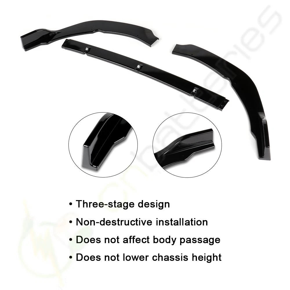 Front Bumper Lip for Toyota Camry LE (2019–2020) Glossy Black