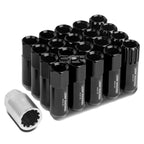 Open-End Aluminum Black Lug Nuts + Adapter M12x1.5 for Vehicles