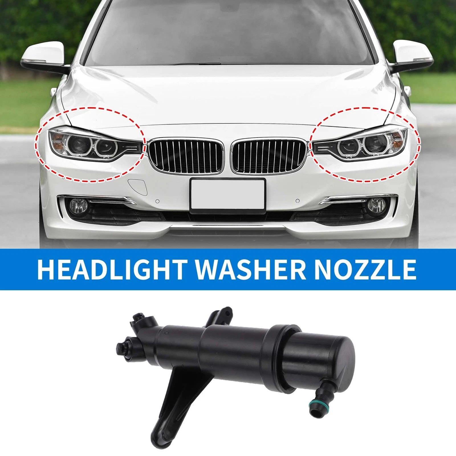 Headlight Washer Nozzle Set of 2 for BMW 525i 550i 535xi (No. 61677038416)