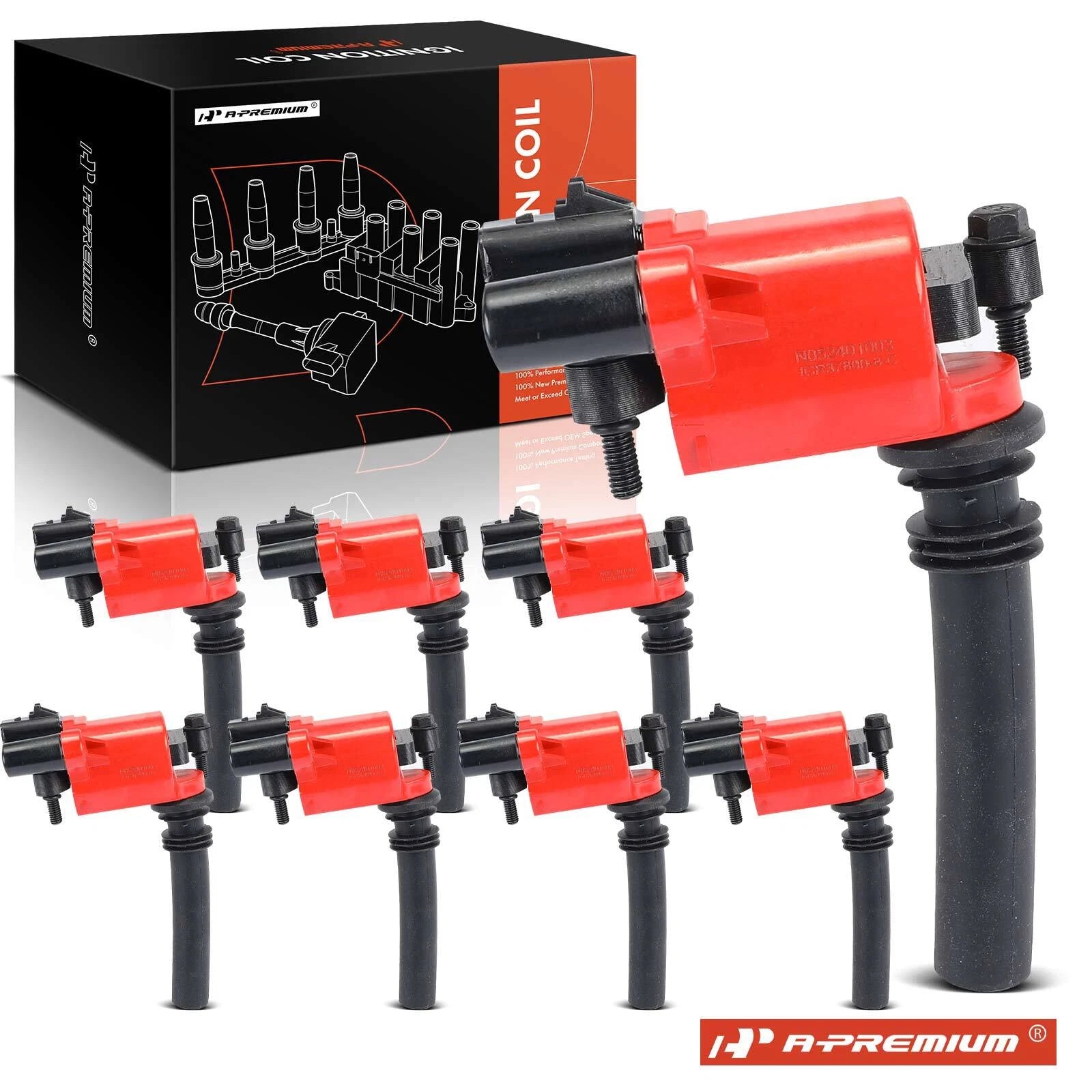 8x Red Ignition Coil for Jeep Grand Cherokee Dodge Ram 1500 (2002–2021)