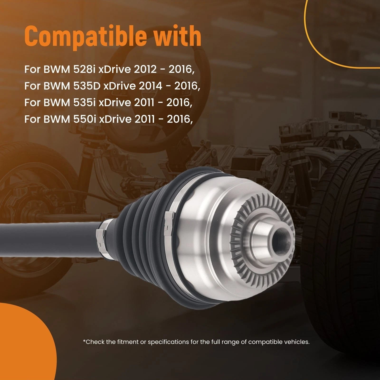 Front Left CV Joint Axle Shaft for BMW 528 535 550 xDrive (2011–2016)