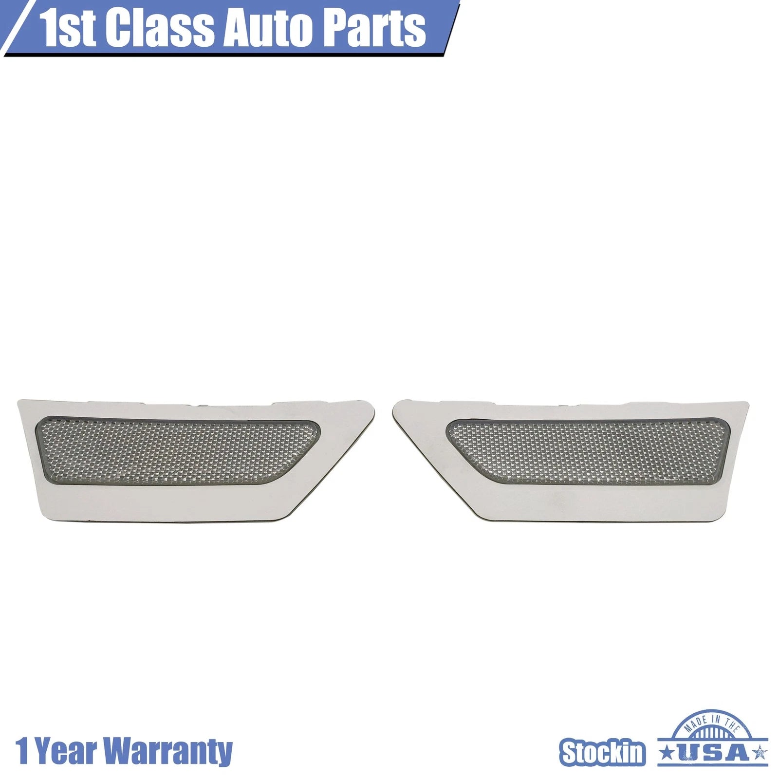 2X Front Bumper Reflector Side Marker Light Pair Clear for Audi A4 S4 (2017–2018)