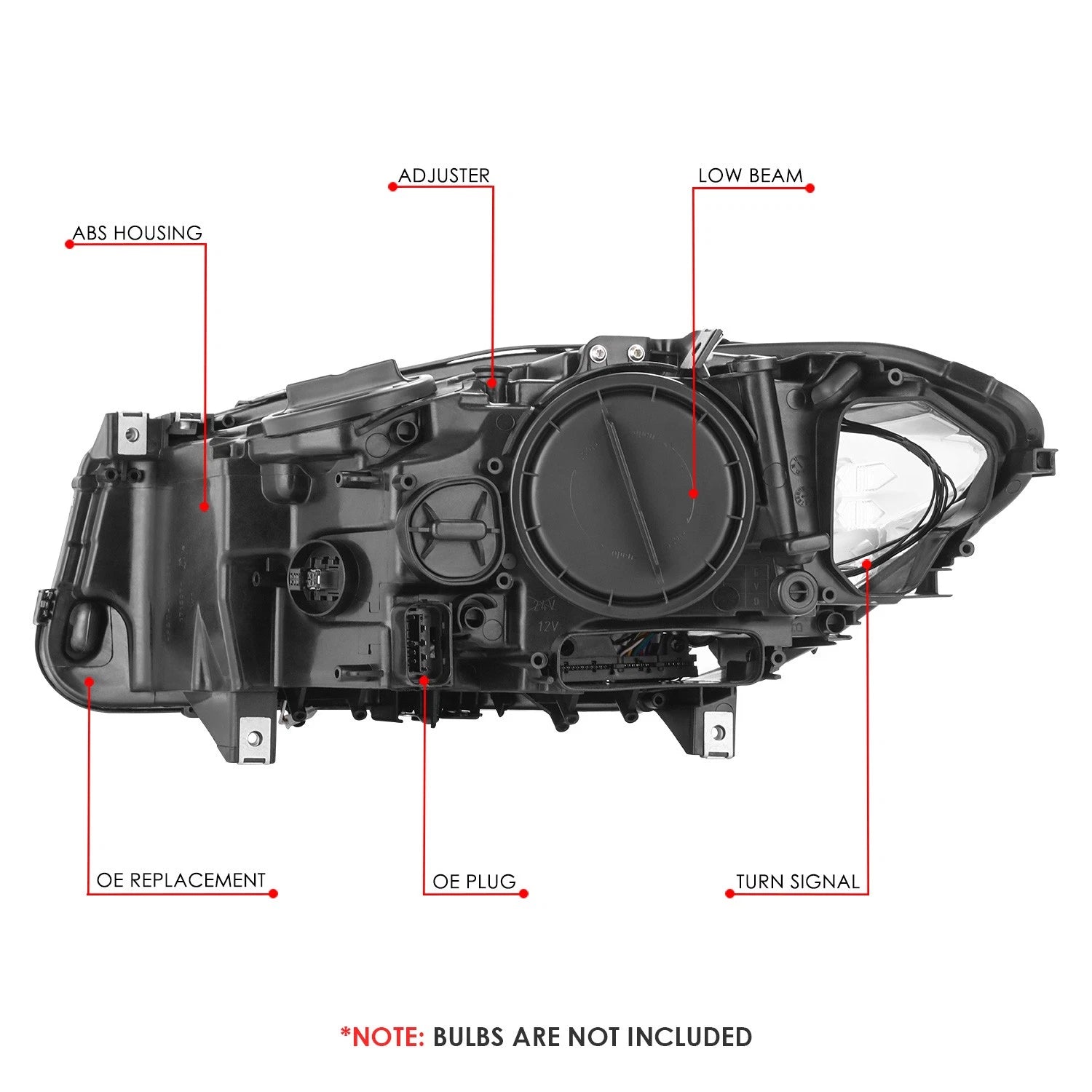 Passenger Right Projector Headlight for BMW 528i 535i 550i M5 (2011–2013)