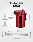 Baffled Oil Catch Can Reservoir Tank Kit for Universal (300ml)