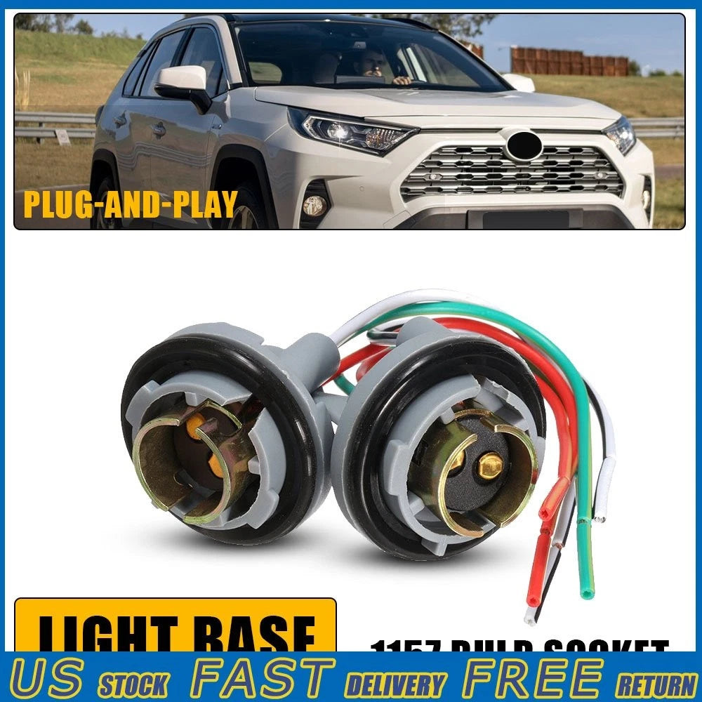 2X Wire Pigtail Female LED 1157 Stop Brake Turn Signal Socket for