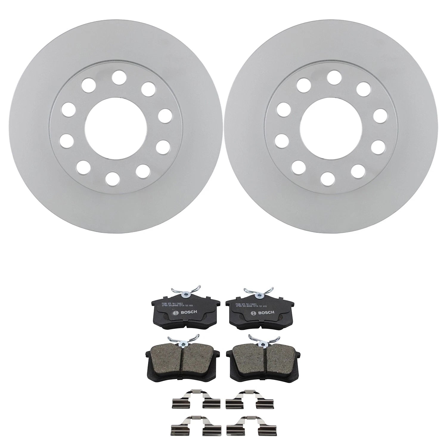 Bosch QuietCast Rear Rotors & Ceramic Brake Pad Kit for Audi A4 (2002–2008)