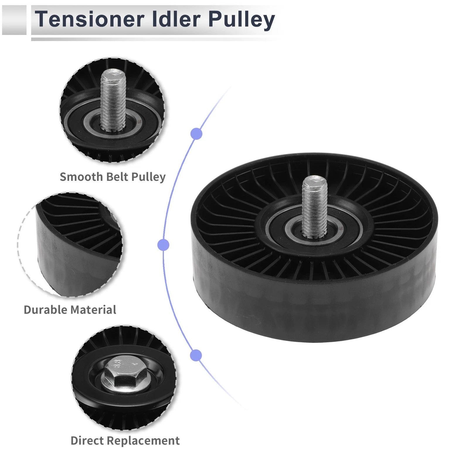 Drive Belt Idler Pulley for Chevrolet C1500 (1990–1991) 36419 Plastic