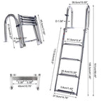 4-Step Stainless Steel Folding Boat Ladder for Pontoon (Removable)