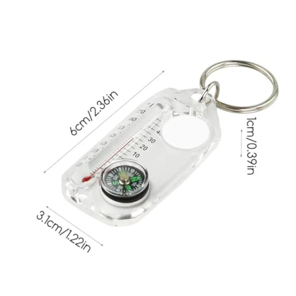 Compass and Thermometer Keychain for Camping and Hiking Activities