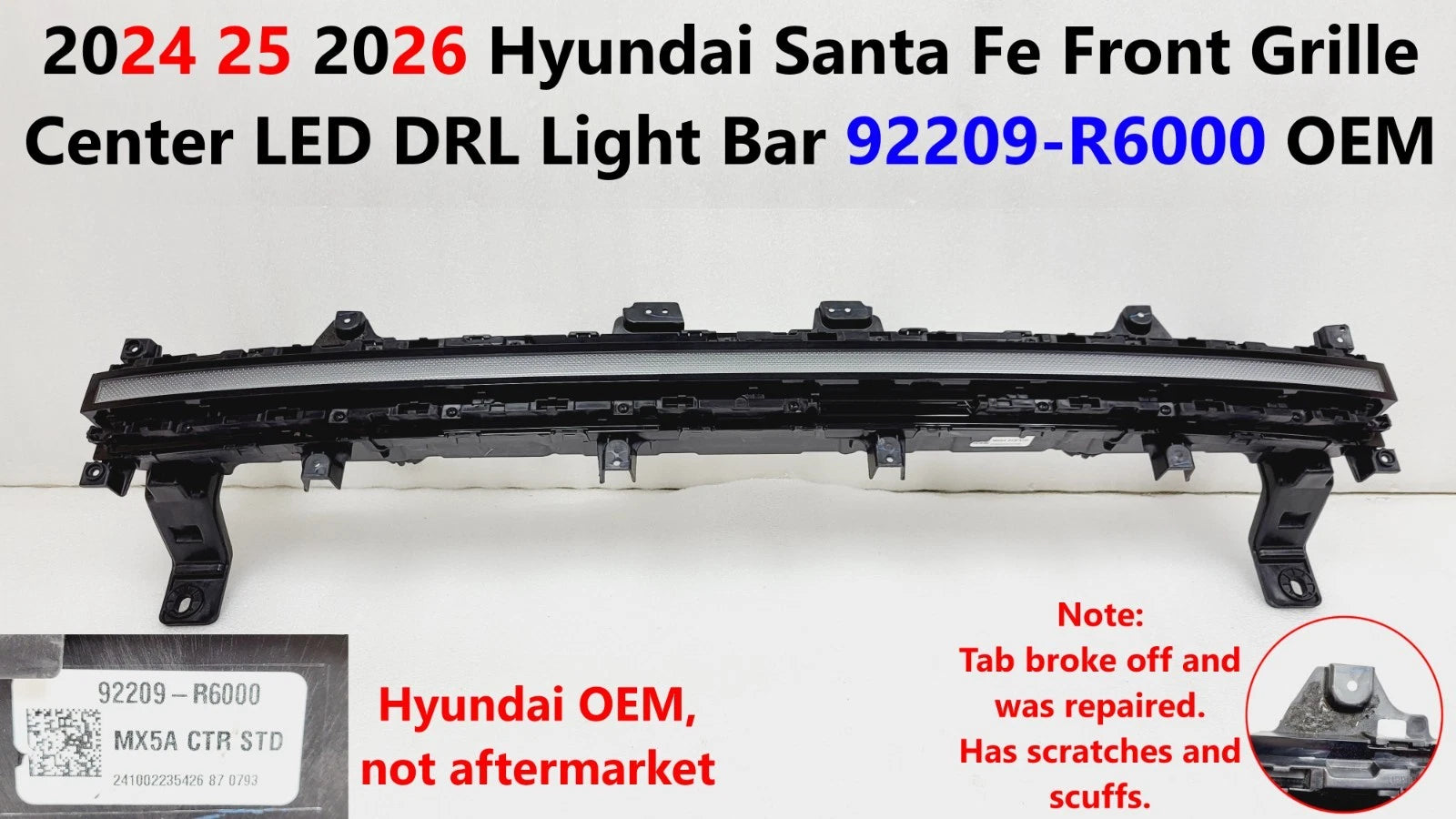 Front Grille Center LED DRL Light Bar for Hyundai Santa Fe (2024–2026) 92209-R6000