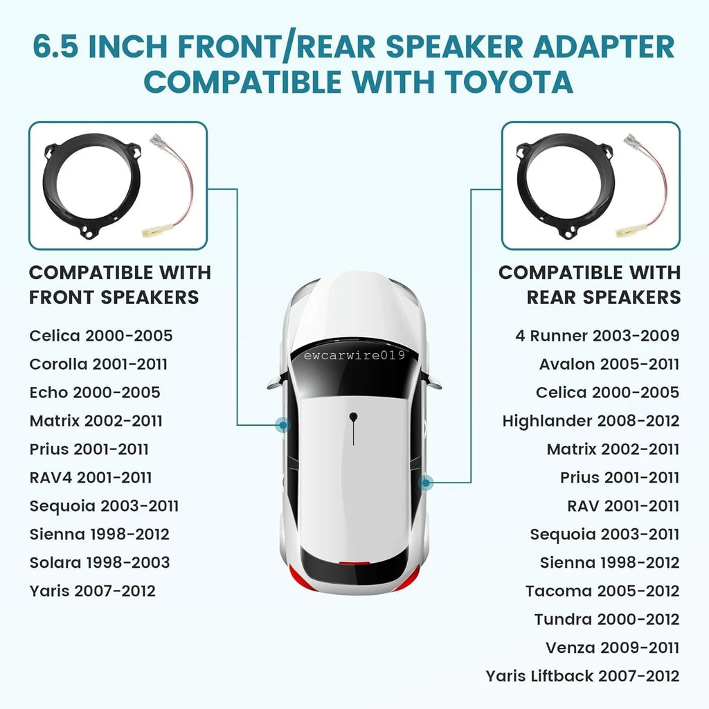 Front & Rear Door Speaker Adapter with Wire Harness for Scion tC (2005–2014)