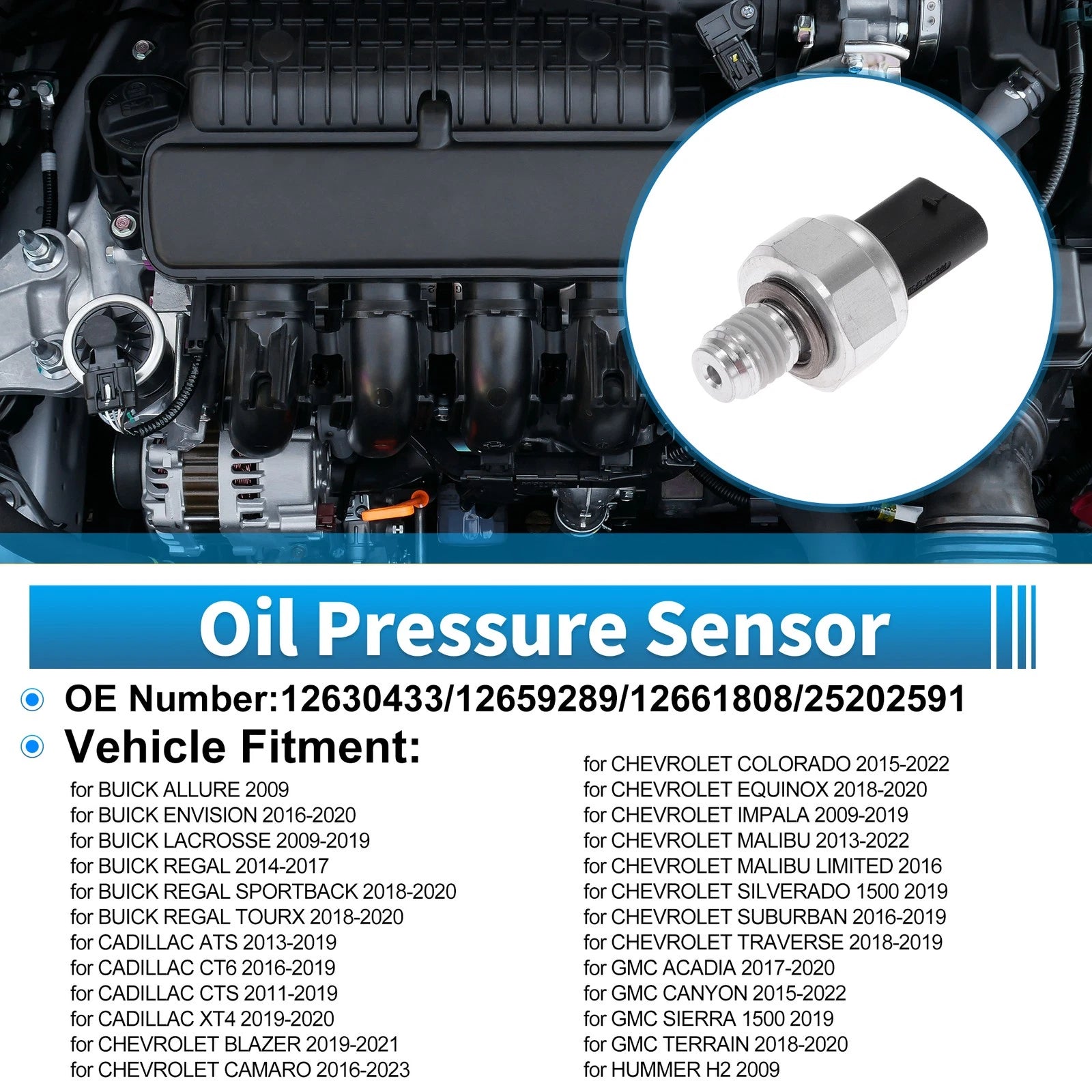 Engine Oil Pressure Sensor for Buick Allure (2009) - 12630433, 12659289, 12661808