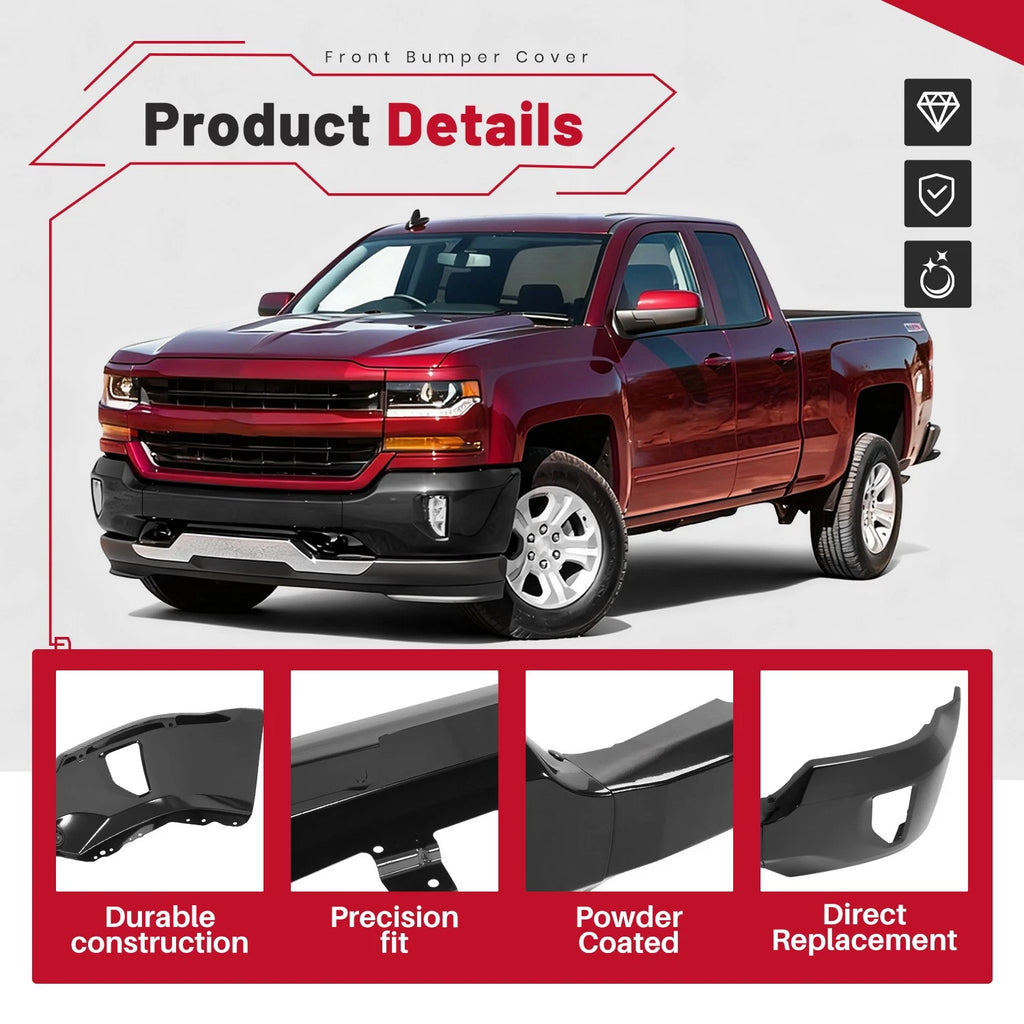 Front Bumper Cover for Chevy Silverado 1500 (2016–2019) w/Fog Light Holes