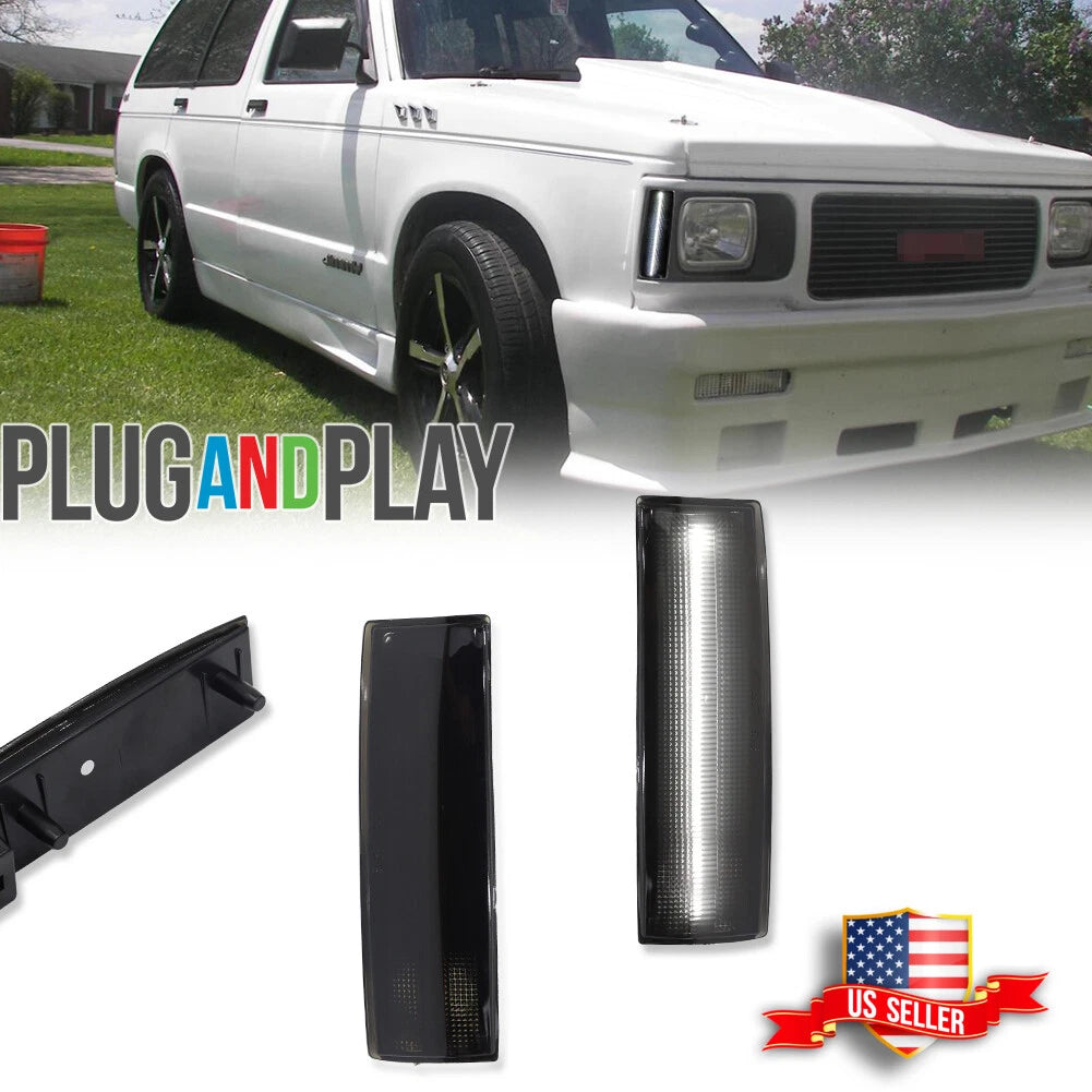 2X Smoked White LED Side Marker Lights for Chevy S10 GMC Jimmy (1994–2004)