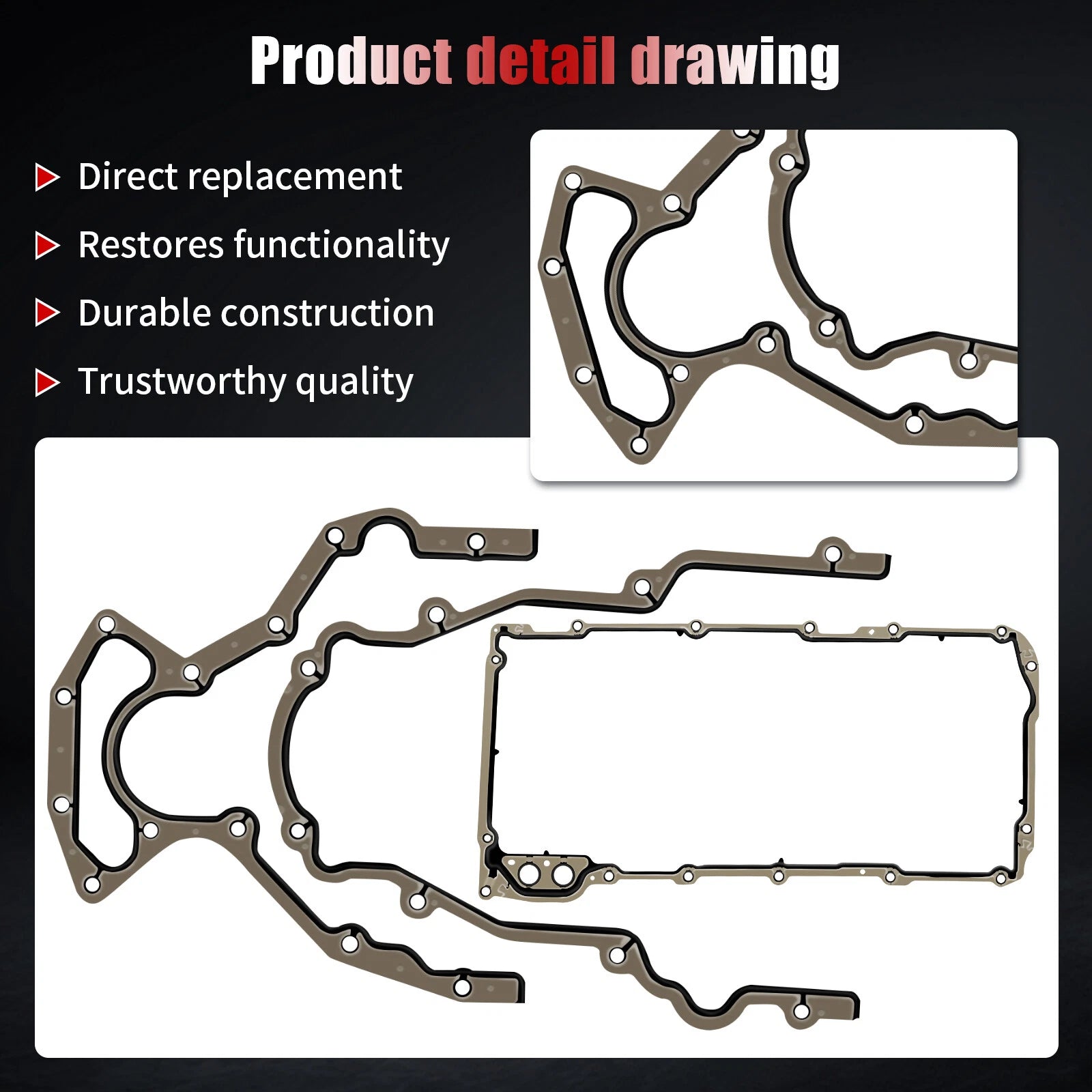 Set of 4 Metal Lower Gaskets & Seals for Chevy GMC Cadillac 6.0L