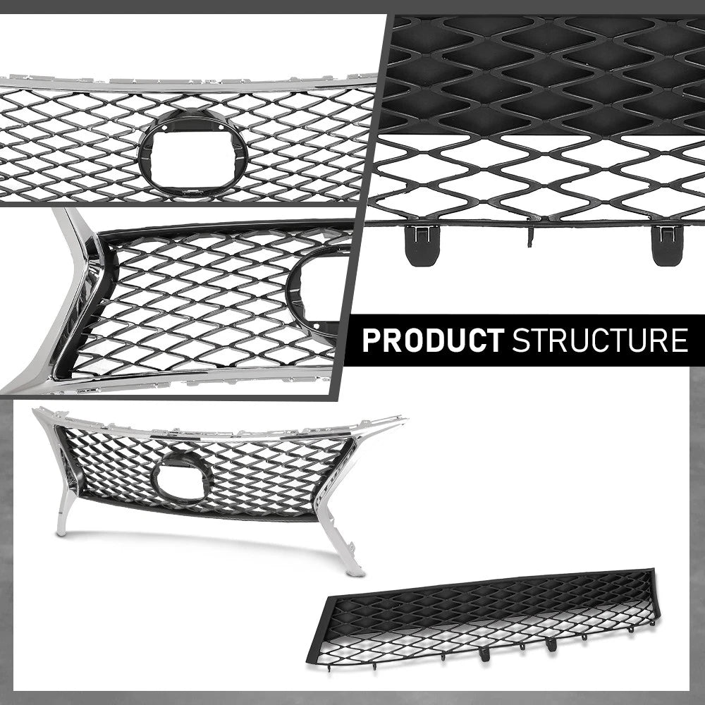 Front Bumper Upper & Lower Grille for Lexus RX350 (2013–2015) F-Sport Style
