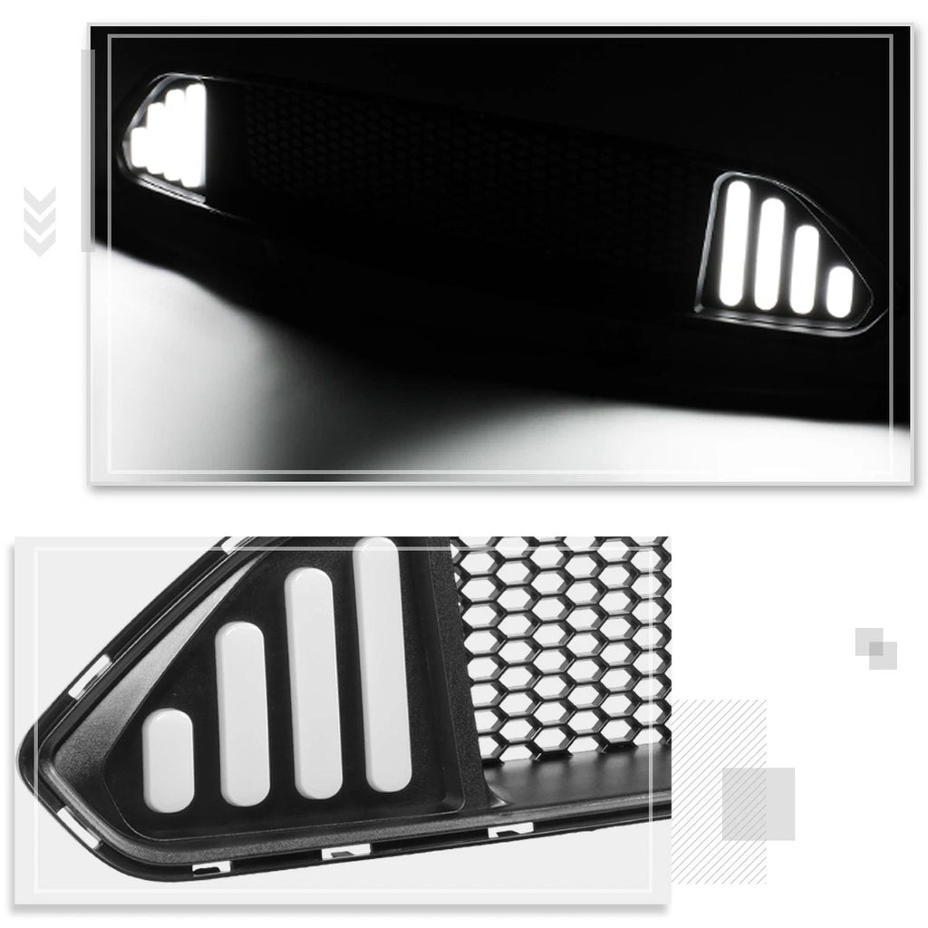 Honeycomb Mesh Front Upper Bumper Hood Grille w/LED DRL for Ford Mustang (2018–2020)