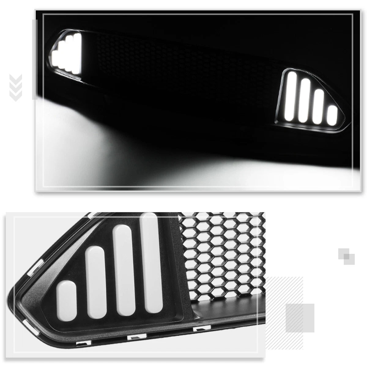 Honeycomb Mesh Front Upper Bumper Hood Grille w/LED DRL for Ford Mustang (2018–2020)