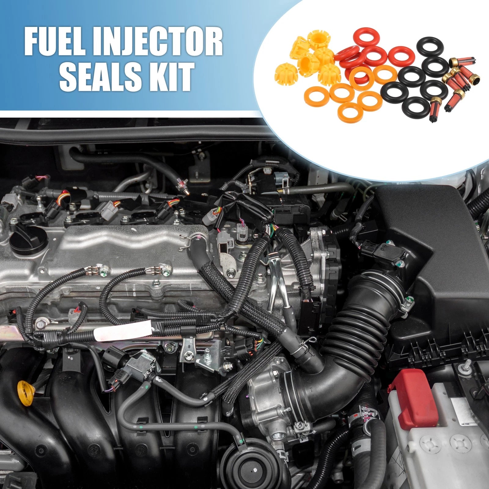 Set of 6 Fuel Injector O Rings Seals with Micro Filters for BMW 325i (1992–1995)