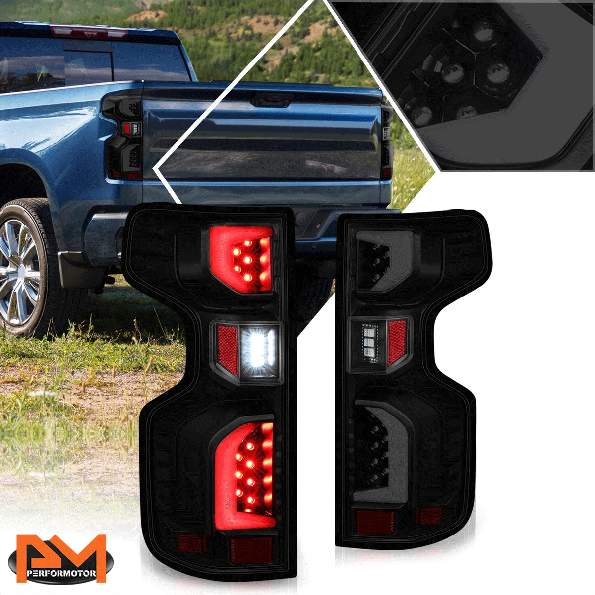 3D Bar Full LED Tail Brake Lights for Silverado 1500 LTD WT LT (2019–2024)