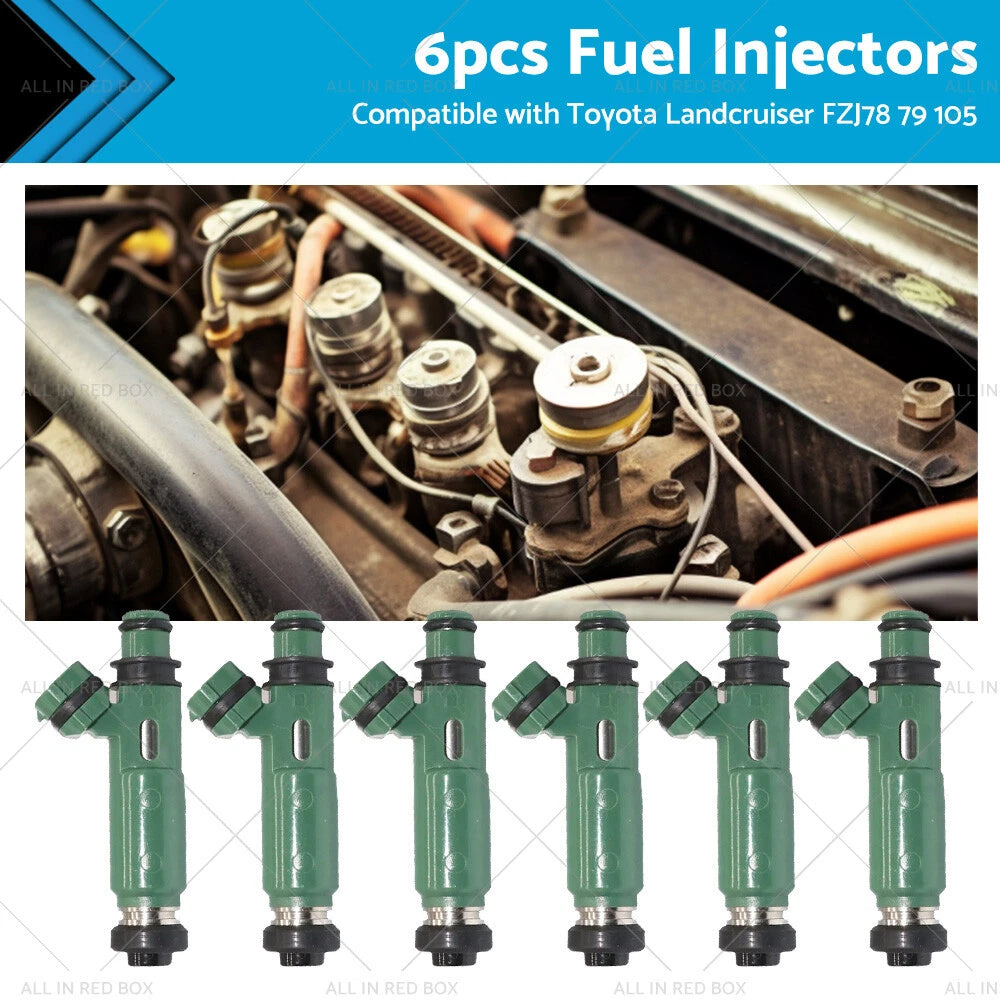 6PCS Fuel Injector for Toyota Land Cruiser FZJ78 FZJ79 FZJ80 FZJ105 (1990–2007)